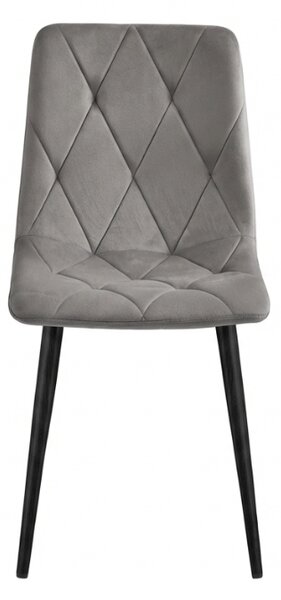 Scaun de catifea gri LIBRA SILVER GREY cu picioare negre