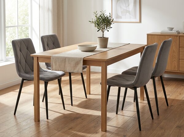 Scaun de catifea gri LIBRA SILVER GREY cu picioare negre