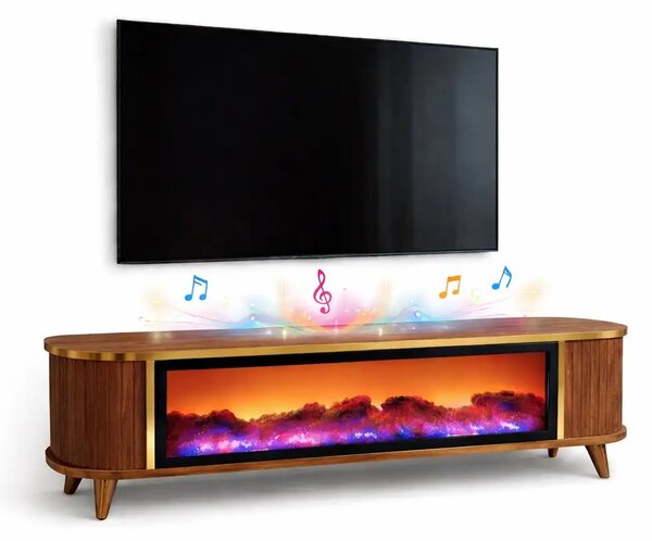 Comoda tv cu semineu Royal, cu led, 160 cm.nuc