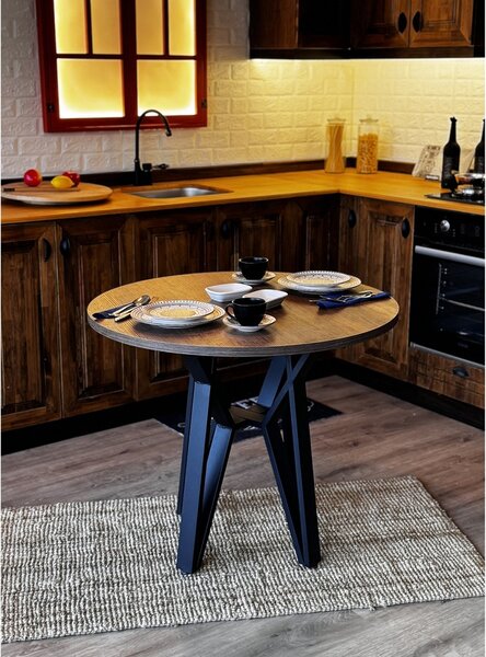 Masa de bucatarie rotunda nuc negru Ø90 cm