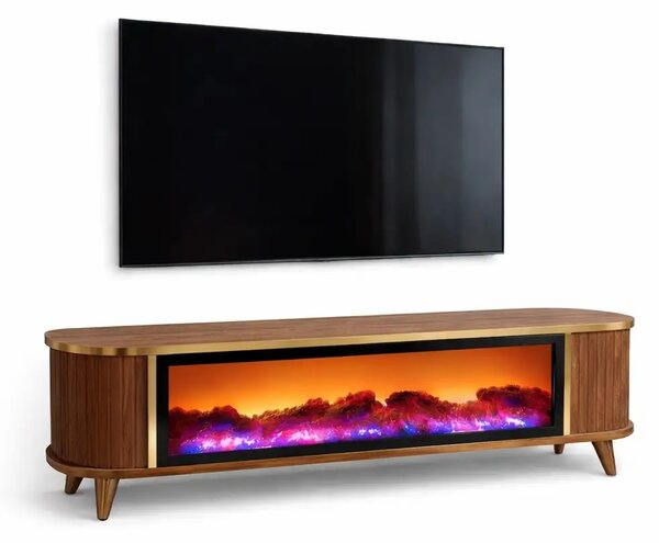 Comoda tv cu semineu Royal, cu led, 160 cm.nuc
