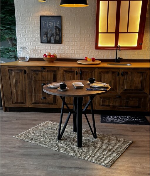 Masa de bucatarie rotunda nuc negru Ø90 cm
