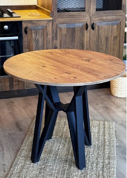 Masa de bucatarie rotunda nuc negru Ø90 cm