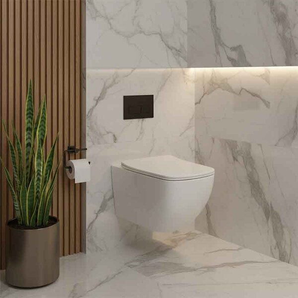 Set vas WC suspendat cu capac Fluminia, Dino Tornado, cu Tornado Flush, 37 x 55.5 cm, alb