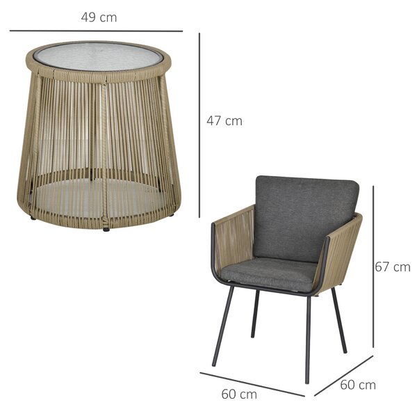 Outsunny Set Mobilier de Grădină cu 2 Șezlonguri Recliner pentru Exterior, cu Pernă Căptușită din PE, 196x65x22 cm, Gri | Aosom Romania