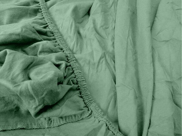 Cearsaf jersey EXCLUSIVE verde inchis 90x200 cm, 100% bumbac