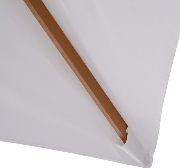 Outsunny Umbrelă de Grădină 2x3m Parasolar Impermeabil din Lemn Lacuit cu Copertină Detașabilă Alb | Aosom Romania
