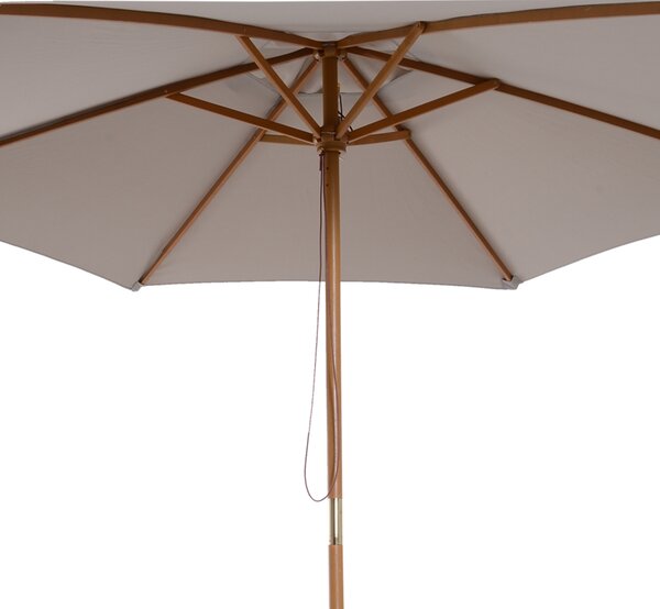Outsunny Umbrelă de Grădină 2.5x2.3m Parasolar cu 6 Nervuri din Lemn și Poliester Crem | Aosom Romania