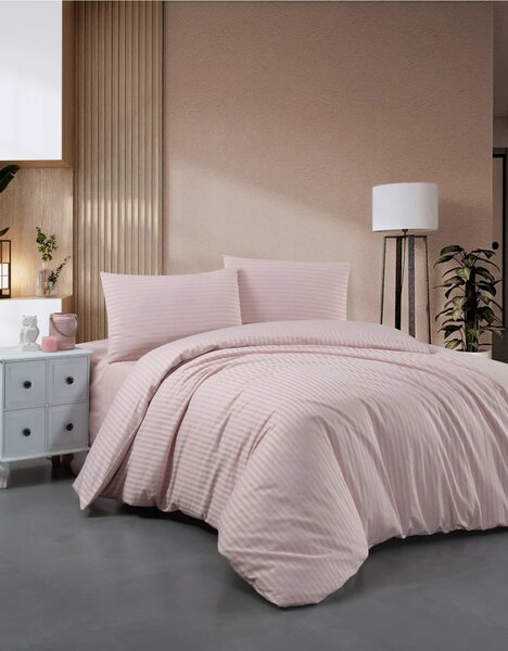 Lenjerie Damasc Lux Policotton pat dublu 200x220 -Roz
