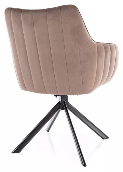 Scaun rotativ AZALIA, cappuccino/negru, stofa catifelata/metal, 61x44x86 cm