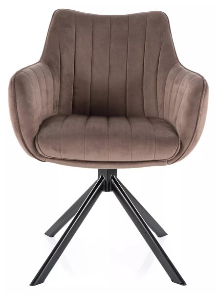 Scaun rotativ AZALIA, cappuccino/negru, stofa catifelata/metal, 61x44x86 cm