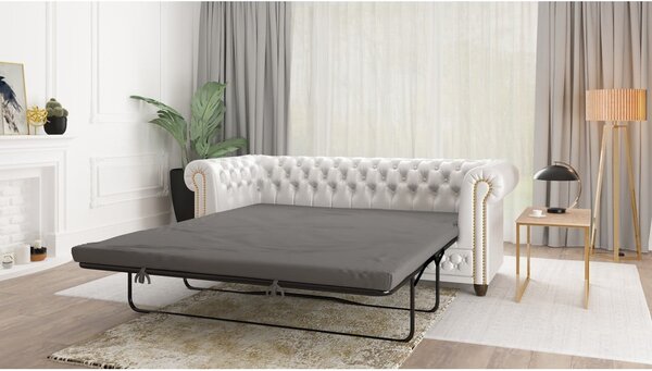 Canapea albă extensibilă cu tapițerie din imitație de piele 203 cm York – Ropez