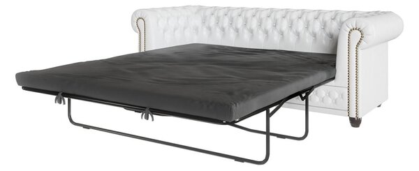 Canapea albă extensibilă cu tapițerie din imitație de piele 203 cm York – Ropez