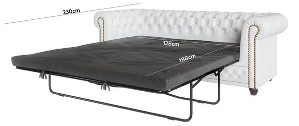 Canapea albă extensibilă cu tapițerie din imitație de piele 203 cm York – Ropez