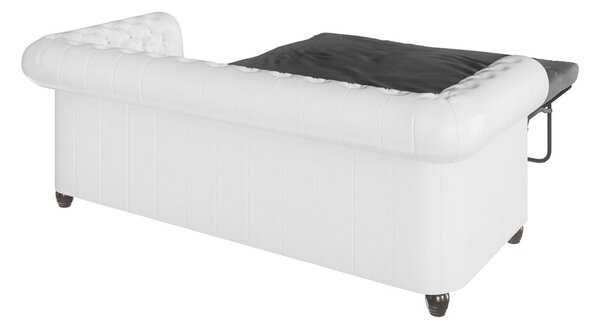 Canapea albă extensibilă cu tapițerie din imitație de piele 203 cm York – Ropez
