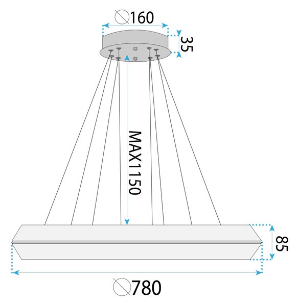Lampa LED APP1769-CP 80cm Gold