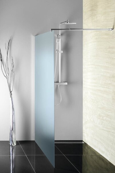 Aqualine Sapho, perete WALK-IN pentru montare pe perete cu suport, dintr-o bucată, 700 mm, sticlă mată