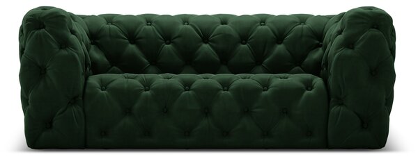 Canapea Iggy cu 2 locuri si tapiterie din catifea, verde inchis