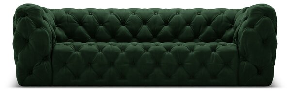 Canapea Iggy cu 3 locuri si tapiterie din catifea, verde inchis