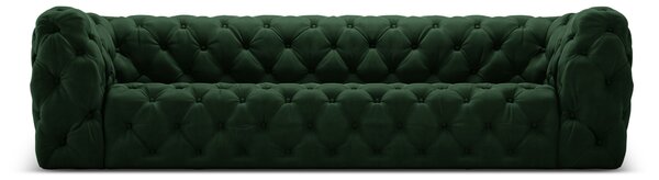Canapea Iggy cu 4 locuri si tapiterie din catifea, verde inchis