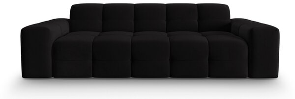 Canapea Kendal cu 3 locuri si tapiterie din catifea, negru