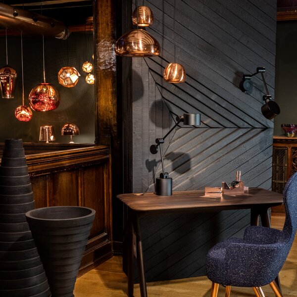 Tom Dixon Lampă suspendată LED Void mini, cupru, reglabil, Cupru, Camera de zi / sufragerie, Cupru, Design