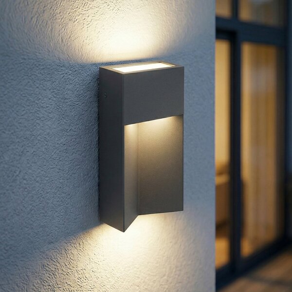 Lucande Lampă de perete pentru exterior cu LED Kaholo, negru mat, CCT, IP44, Negru, Aluminiu, Modern