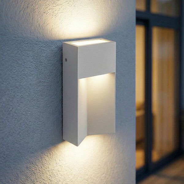 Lucande Lampa de perete pentru exterior cu LED Kaholo, gri deschis, CCT, IP44, Gri, Aluminiu, Modern