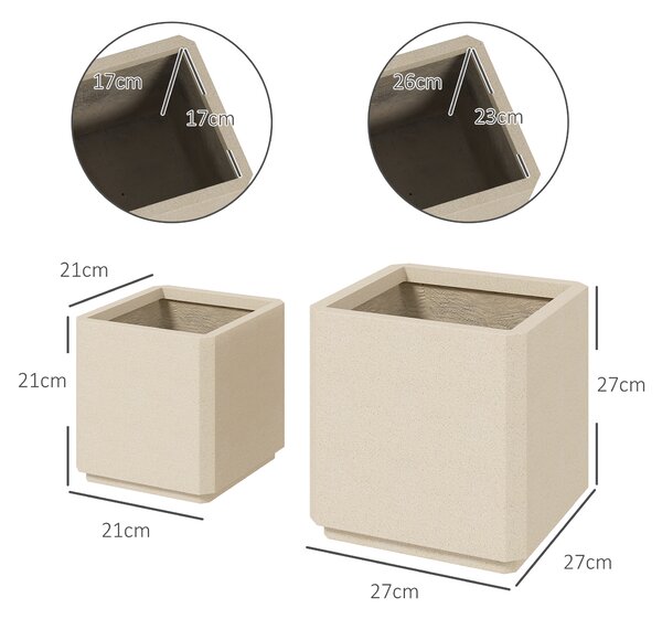 Outsunny Set 2 Jardiniere Înalte de Exterior din MgO, Ghivece de Flori Stivuibile cu Gauri de Drenaj pentru Grădină, Terasă, Balcon | Aosom Romania