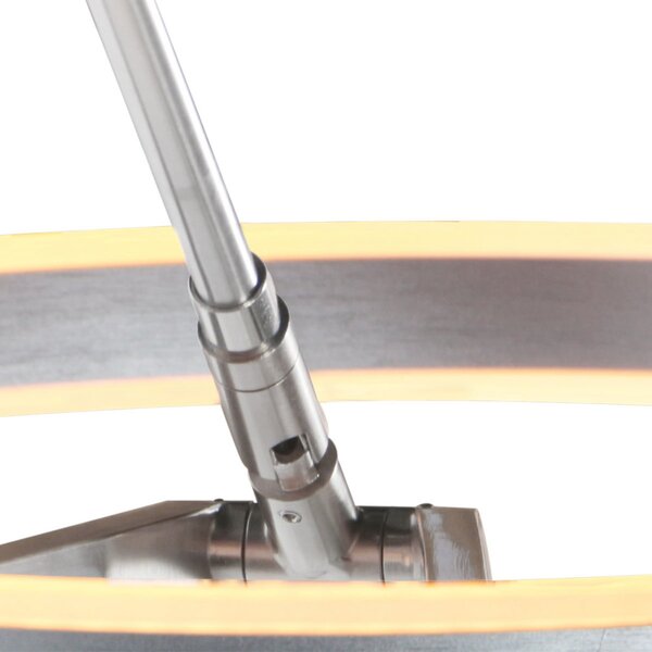 Steinhauer Lampă cu arc LED Ringlux, culoare oțel, metal, CCT, dimabil, reglabil, Metalic, Camera de zi / sufragerie, Metal, Modern
