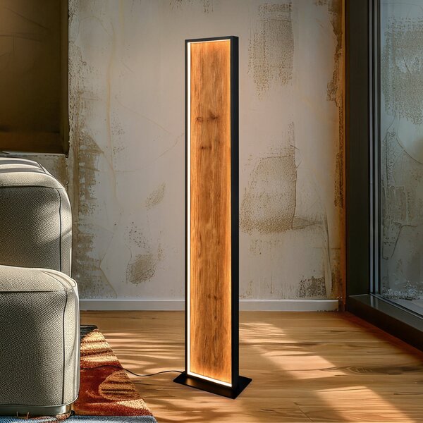 Trio Lighting lampadar LED Kalea, înălțime 120 cm, culoare lemn, reglabil, Lemn, Camera de zi / sufragerie, Lemn