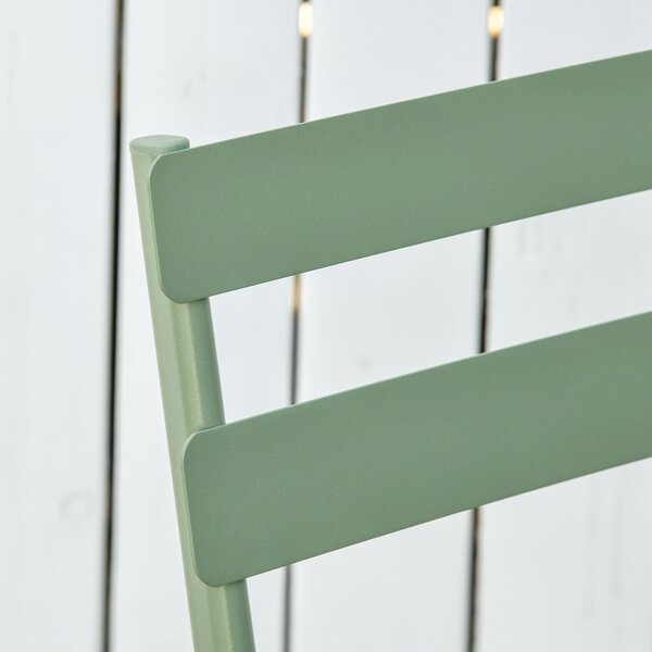 Outsunny Set de Gradina Pliabil de 3 Piese din Otel, 2 Scaune 42x50x81 cm si Masa de Gradina Ø60x71 cm, Verde