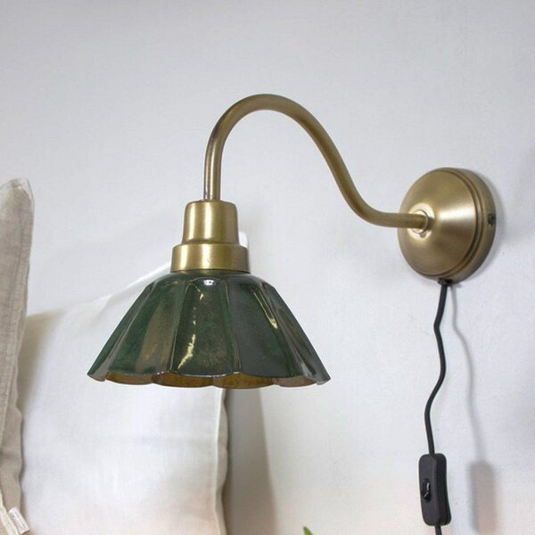PR Home Aplică de perete Ester, verde, proiecție 34 cm, metal, Verde, Camera de zi / sufragerie, Metal, Vintage