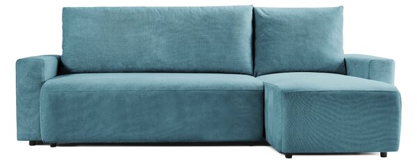 Colțar Extensibil KENZO, cu ladă de depozitare, șezlong interschimbabil, 271x153x95 cm, Albastru-Memphis / Stanga