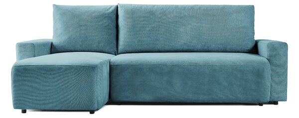 Colțar Extensibil KENZO, cu ladă de depozitare, șezlong interschimbabil, 271x153x95 cm, Albastru-Memphis / Stanga