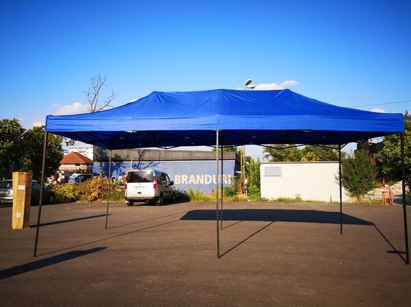 Cort Pavilion 3x6m Albastru Pliabil Cadru Metal pentru Curte, Gradina, Evenimente
