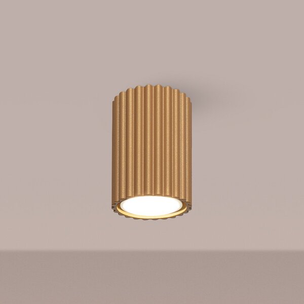 SOLLUX LIGHTING Plafonieră Carbon, culoare aurie, înălțime 10 cm, aluminiu, reglabil, Auriu / Alamă, Camera de zi / sufragerie, Aluminiu, Modern