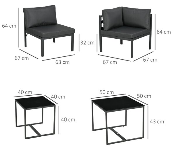 Outsunny Set de Mobilier de Gradina din 7 Piese cu Canapea de Colt, Masa de Cafea, Set de Mobilier Sectional, Gri | Aosom Romania