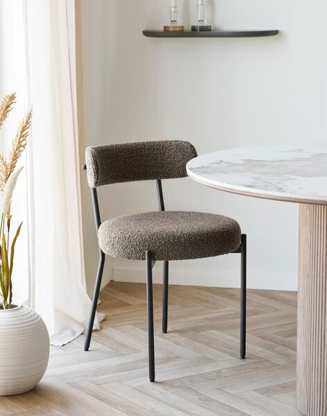 Scaun de dining Badalona maro, bouclé