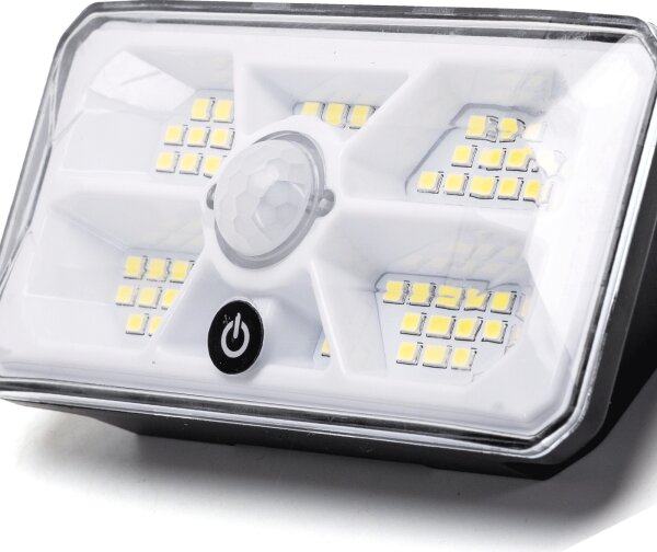 Aigostar - Lumină solară LED cu senzor, 3,7 V, 6500 K, 500 mAh, IP65, negru