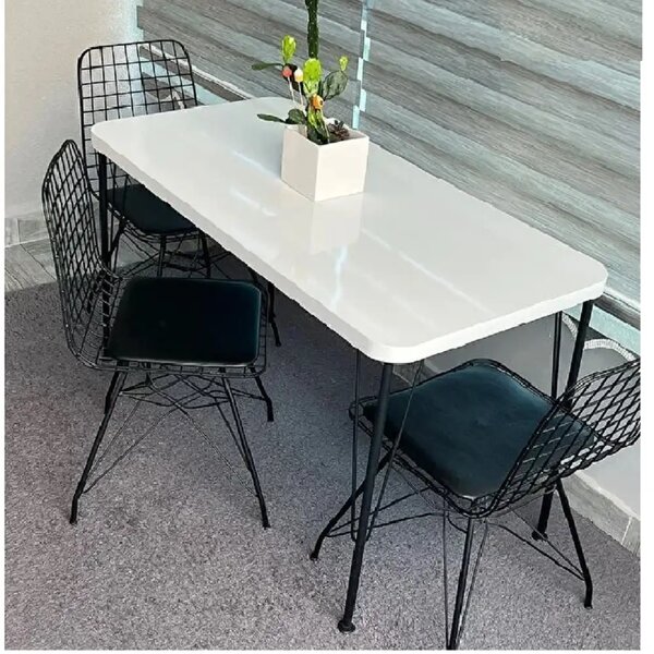Masa bucatarie texturata, Serena Homs 70 x 110 cm, alb/negru