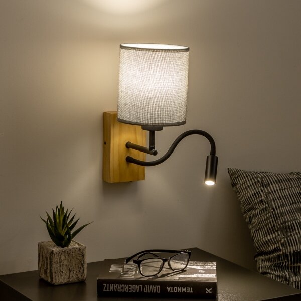 Lampă LED de perete Brilagi NUBILA WOOD 1xE27/25W/230V + LED/3W stejar/gri