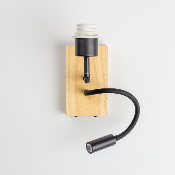 Lampă LED flexibilă de perete Brilagi NUBILA WOOD 1xE27/25W/230V + LED/3W stejar/negru/crem