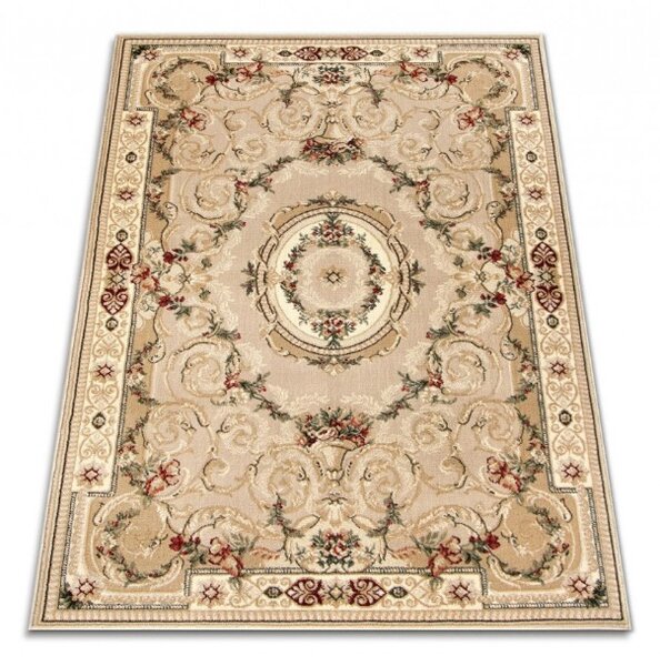Covor Clasic Sufragerie Dormitor, Model Lotos 15002 110, Crem Bej Crem, 60x110