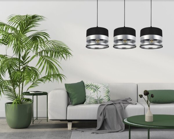 Lustră pe cablu MILO 3xE27/60W/230V argintie/neagră