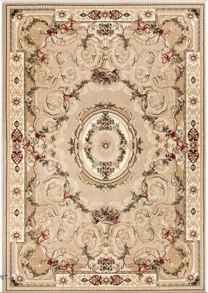 Covor Clasic Sufragerie Dormitor, Model Lotos 15002 110, Crem Bej Crem, 60x110