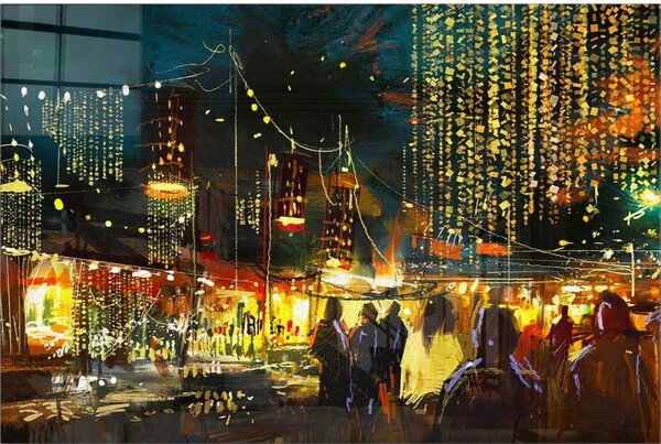 Tablou din sticlă 100x70 cm City Street – Wallity