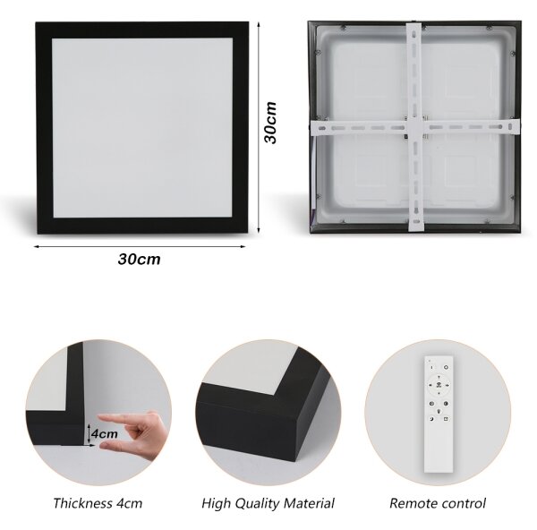Brilagi-LED Corp de iluminat pentru baie dimerizabil FRAME SMART, LED/24W/230V, IP44, negru + telecomandă