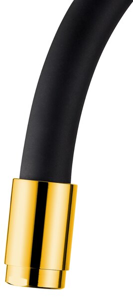Invena Ligaria, baterie înaltă pentru chiuvetă cu braț elastic, sistem Eco Start, auriu strălucitor/negru mat, INV-BZ-39-009-L