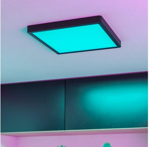 Eglo 901375 - FUEVA-Z Lampă de tavan LED RGBW dimabilă, sticlă fumurie, LED/13,5W/230V, 29,5cm, IP44, neagră
